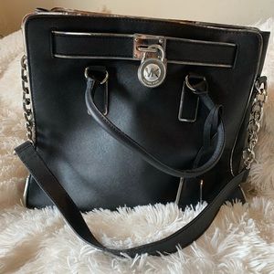 Michael Kors Hamilton Large Black Leather Tote